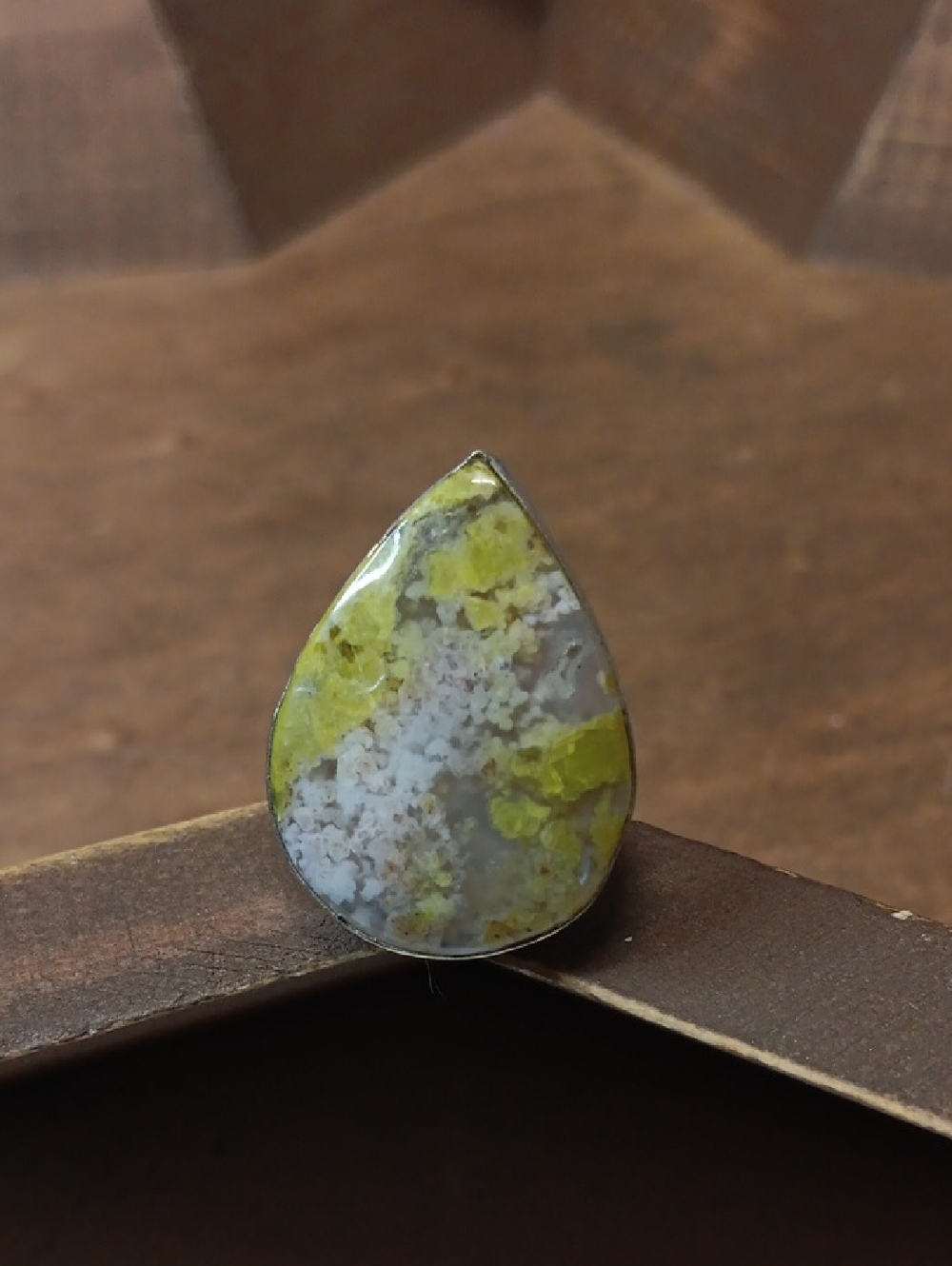 Teardrop Mossy Stone Ring - Women Jewelry